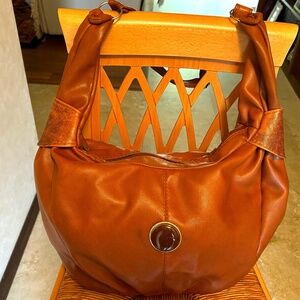 Brown Faux Leather Bag, Pre-own condition, purchased in Italy